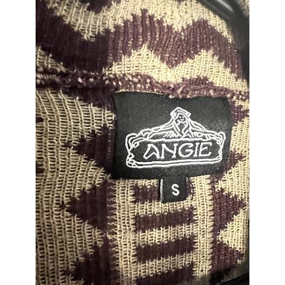 Angie aztec purple tan open front waterfall long sleeve cardigan Size Small - Picture 3 of 5